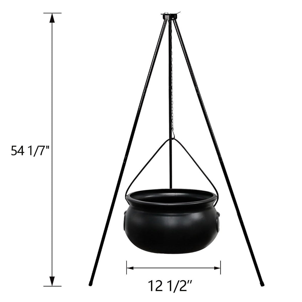 Halloween Decorations Outdoor - Large Witches Cauldron on 54" Tripod | Hocus Pocus Candy Bucket, Halloween Decor, Black Plastic Bowl, Home Party Room Decor , Indoor Outside Yard Lawn Use