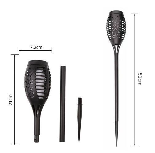 Solar Torch Light with Flickering Flame for Halloween Decorations | Solar Lights Outdoor for Halloween Decor, Waterproof Solar Garden Lights, Flame Torches for Outside Garden Patio Pathway Yard 12-LED Flame Light - Black - Size 12 Pack