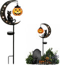 Solar Halloween Garden Stake Lights Black Cat Pumpkin Moon Lights Outdoor - Yellow - Size B