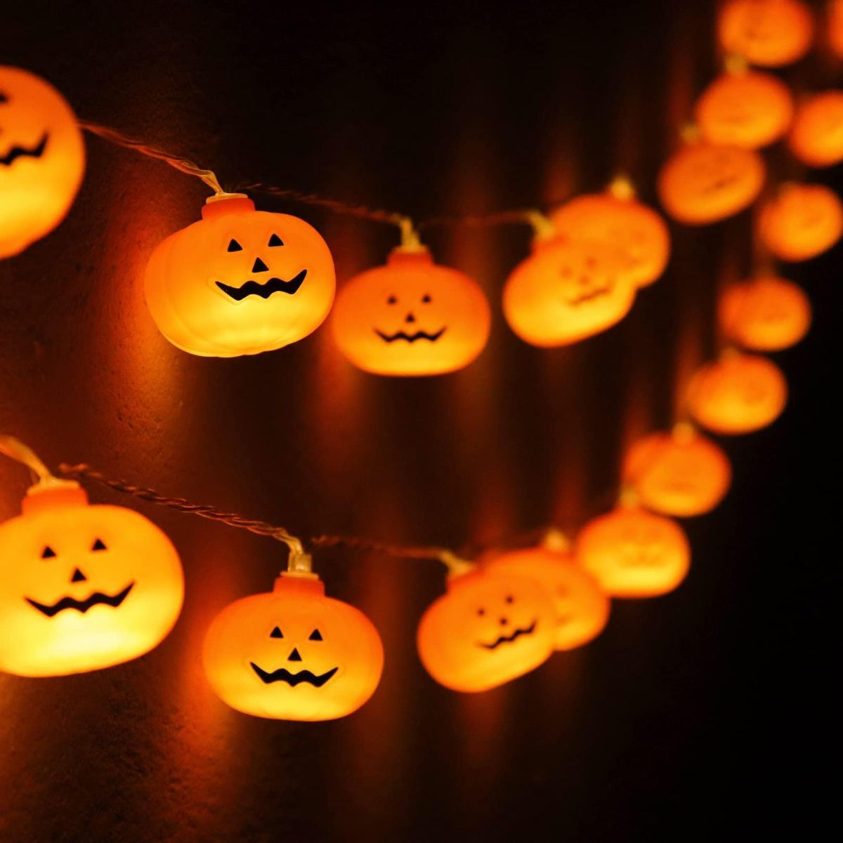 Halloween LED Lights Pumpkin String Lights Battery-Powered Lights Waterproof - Yellow - Size 6m 40-LED light
