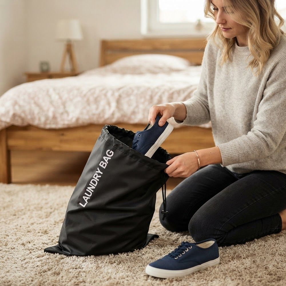 Water Resistant Drawstring Laundry & Storage Bag, Reusable Clothes Bag for Travel, Gym, Sports & Everyday Use