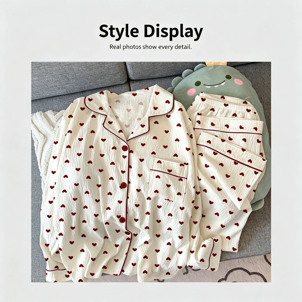 White Stripe Size M | Sweet Striped Long Sleeve Sleepwear | Halloween Daily Cute Gift | Loose Fit Soft Comfortable Home Pajama Set