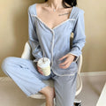 Orchid Lace Trim Size XXL | Roomy Ribbed Lace Sleepwear | Halloween Soft Comfort Gift | Long Sleeve Loose Plus Size Homewear Set