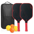 Red‑Black T700 Carbon Fiber Pickleball Paddle Set, 16mm Textured Matte Surface, Complete Kit with Oxford Carry Bag & Pickleball Balls