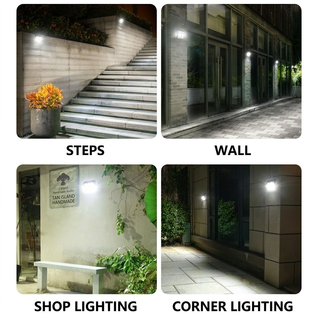 Solar Powered Motion Sensor Wall Light with Dual-Head LED Spotlight, IP65 Waterproof Outdoor Security Lamp for Patio, Doorway, Stairs, and Building Exterior, Auto On/Off at Dusk, 4 Adjustable Lighting Modes, Energy-Efficient and Weather-Resistant (2PCS)