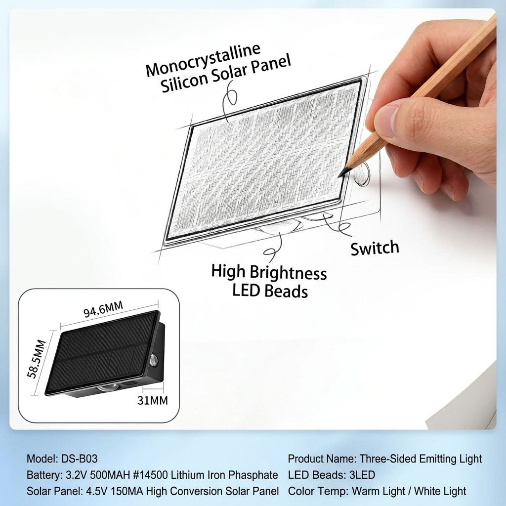 Solar Powered Outdoor Wall Light with Triple-Sided Glow, 5 Lighting Modes, Dusk-to-Dawn Auto On/Off, Weatherproof LED Accent Lamp for Patio, Fence, Staircase, and Garden Wall Decor (8PCS, Cool White)