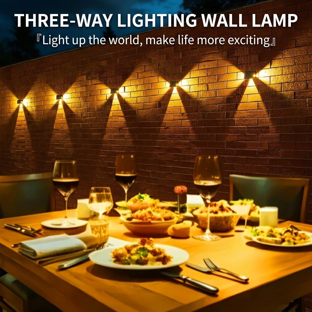 Solar Powered Outdoor Wall Light with Triple-Sided Glow, 5 Lighting Modes, Dusk-to-Dawn Auto On/Off, Weatherproof LED Accent Lamp for Patio, Fence, Staircase, and Garden Wall Decor (8PCS, Warm White)