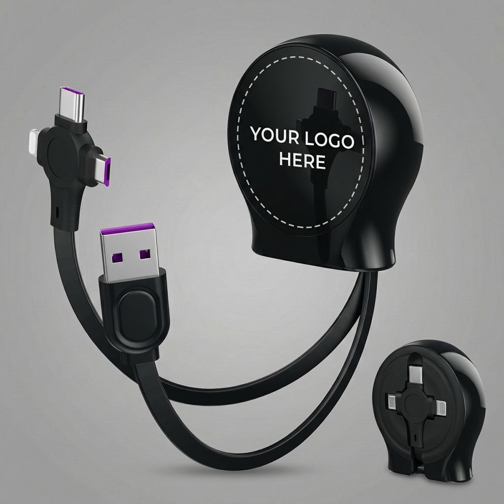 40Pack Retractable 3-in-1 Charging Cable, Fast Charging Travel Cable for iPhone, Samsung & Android, Ideal for Home, Office, Car, Travel, Corporate Gifts, Wedding Favors, Promotional Giveaways - Black - Size 40Pack