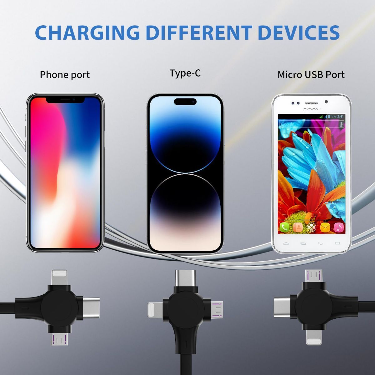 40Pack Retractable 3-in-1 Charging Cable, Fast Charging Travel Cable for iPhone, Samsung & Android, Ideal for Home, Office, Car, Travel, Corporate Gifts, Wedding Favors, Promotional Giveaways - Black - Size 40Pack