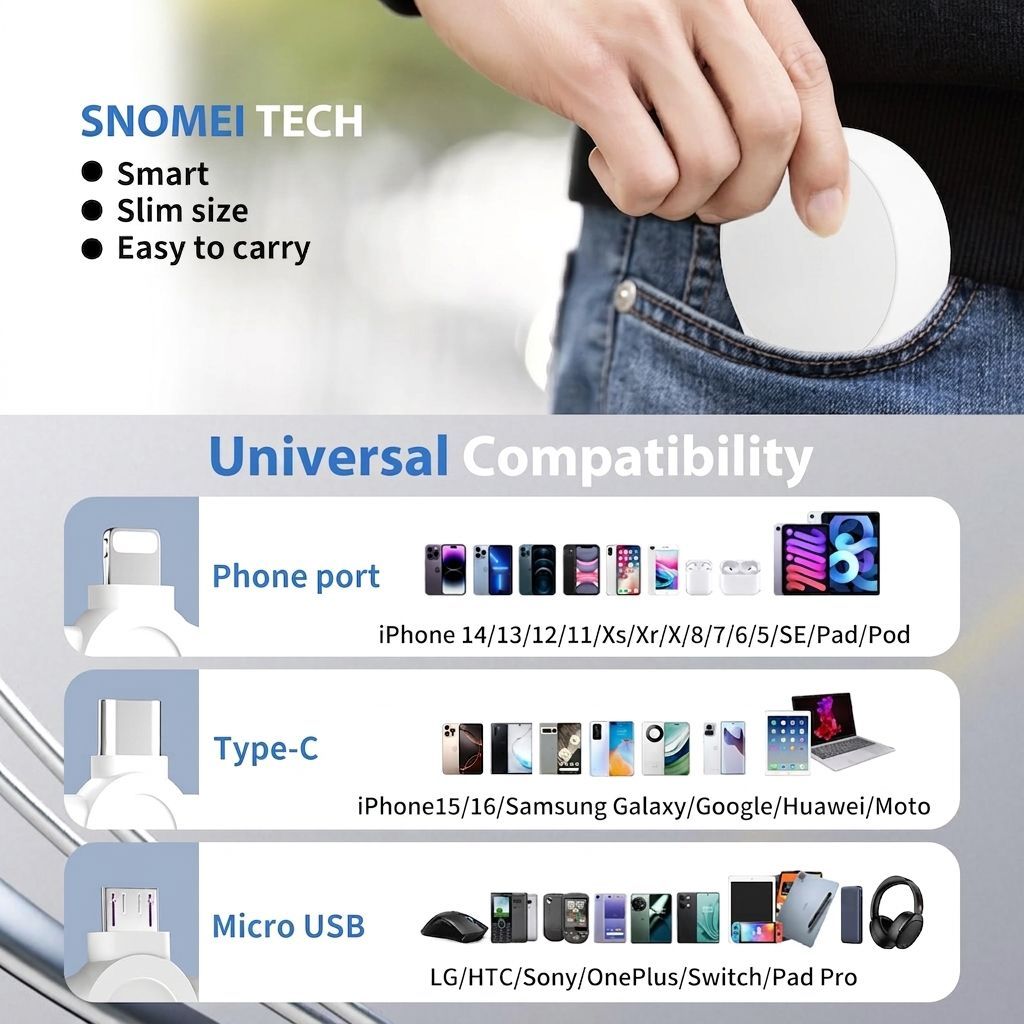 40Pack Retractable 3-in-1 Charging Cable, Fast Charging Travel Cable for iPhone, Samsung & Android, Ideal for Home, Office, Car, Travel, Corporate Gifts, Wedding Favors, Promotional Giveaways - White - Size 40Pack