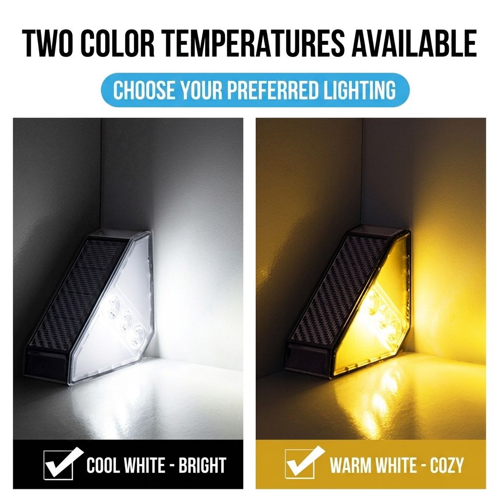 Solar Powered Triangle Step Light with Monocrystalline Silicon Panel, Auto On at Dusk, IP65 Waterproof for Outdoor Stairs, Pathways, Patios, and Garden Steps – Choose Cool White 6000K or Warm Yellow 3000K for Safe Nighttime Illumination (6PCS, Cool White