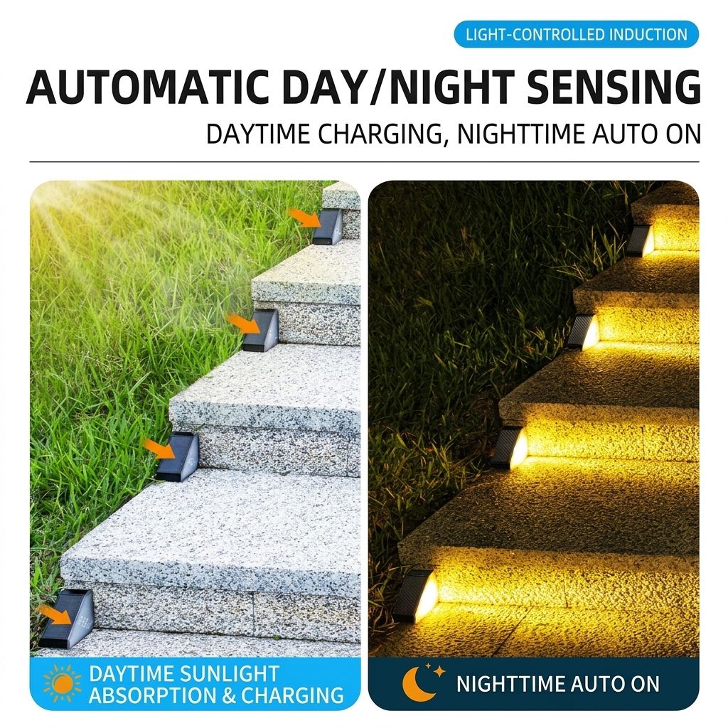 Solar Powered Triangle Step Light with Monocrystalline Silicon Panel, Auto On at Dusk, IP65 Waterproof for Outdoor Stairs, Pathways, Patios, and Garden Steps – Choose Cool White 6000K or Warm Yellow 3000K for Safe Nighttime Illumination (6PCS, Cool White