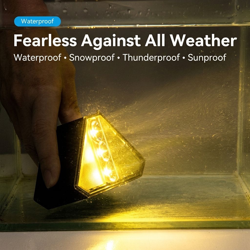 Solar Powered Triangle Step Light with Monocrystalline Silicon Panel, Auto On at Dusk, IP65 Waterproof for Outdoor Stairs, Pathways, Patios, and Garden Steps – Choose Cool White 6000K or Warm Yellow 3000K for Safe Nighttime Illumination (6PCS, Cool White