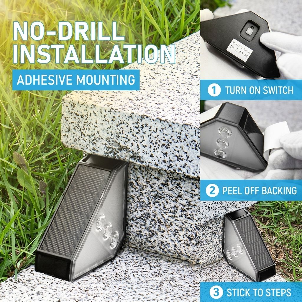 Solar Powered Triangle Step Light with Monocrystalline Silicon Panel, Auto On at Dusk, IP65 Waterproof for Outdoor Stairs, Pathways, Patios, and Garden Steps – Choose Cool White 6000K or Warm Yellow 3000K for Safe Nighttime Illumination (6PCS, Warm White