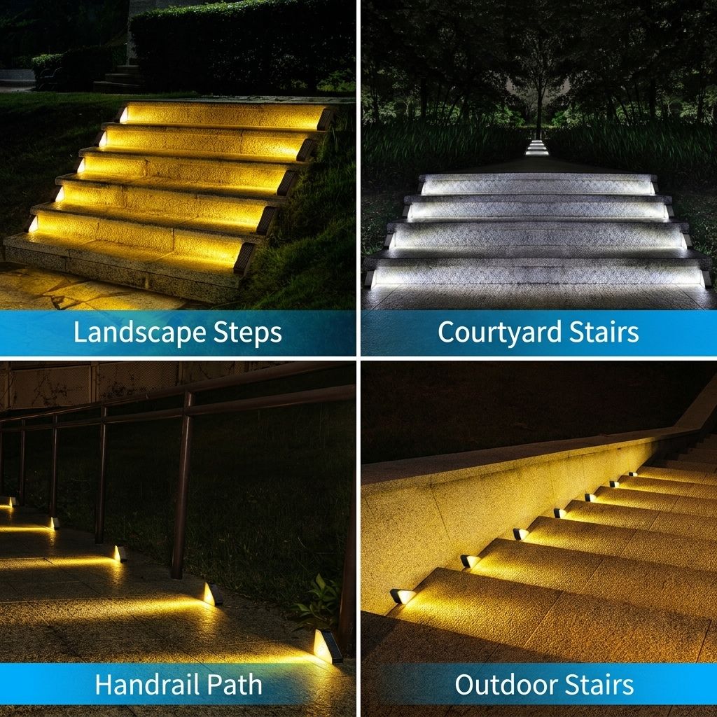 Solar Powered Triangle Step Light with Monocrystalline Silicon Panel, Auto On at Dusk, IP65 Waterproof for Outdoor Stairs, Pathways, Patios, and Garden Steps – Choose Cool White 6000K or Warm Yellow 3000K for Safe Nighttime Illumination (6PCS, Warm White