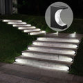 Solar Crescent Moon Step Light with Monocrystalline Silicon Panel, ABS & PS Construction, IP65 Waterproof, 3000K Warm White or 6000K Cool White Options for Outdoor Garden Paths, Driveways, and Wooden Deck Stairs (12PCS, Cool White Light)