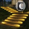 Solar Crescent Moon Step Light with Monocrystalline Silicon Panel, ABS & PS Construction, IP65 Waterproof, 3000K Warm White or 6000K Cool White Options for Outdoor Garden Paths, Driveways, and Wooden Deck Stairs (12PCS, Warm White Light)