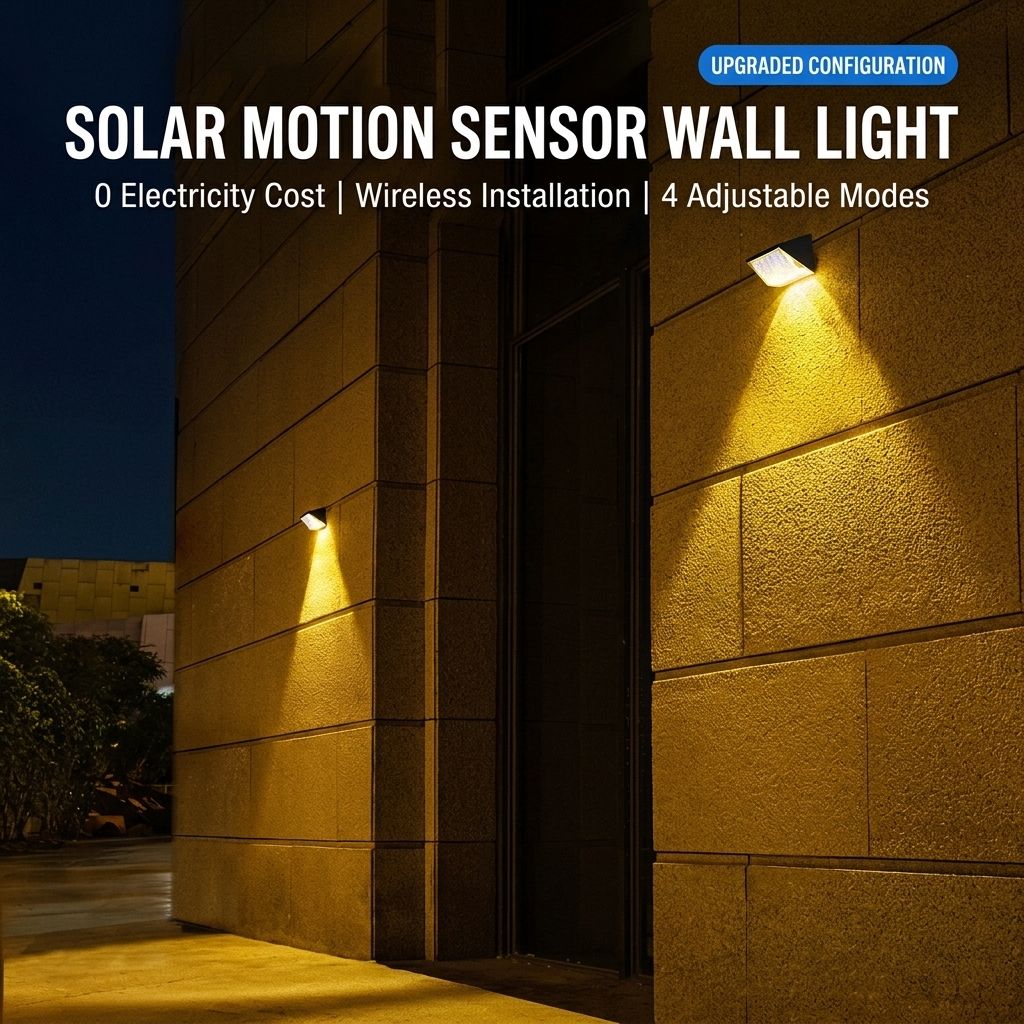 Solar Powered LED Wall Light with Motion Sensor, IP65 Waterproof Outdoor Lighting for Garden Fence, Courtyard, Stairs, and Pathway Decoration, Dual Color Temperature Options (6500K Cool White / 3000K Warm White), Auto On at Night, Energy-Saving and Weathe