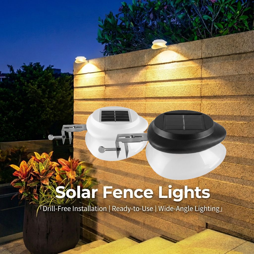Solar Powered Fence Light with Durable ABS+PC Housing, Monocrystalline Silicon Panel, and Adjustable Mounting Clip for Outdoor Garden, Patio, Deck, and Walkway Illumination in Warm White or Cool White (4PCS, White Housing‑Warm White Light)