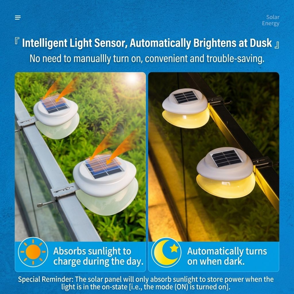 Solar Powered Fence Light with Durable ABS+PC Housing, Monocrystalline Silicon Panel, and Adjustable Mounting Clip for Outdoor Garden, Patio, Deck, and Walkway Illumination in Warm White or Cool White (8PCS, Black Housing‑Warm White Light)