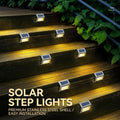 Solar Powered Step Lights for Outdoor Stairs, Stainless Steel & ABS Waterproof LED Step Light with Auto On/Off, Warm White or Cool White Options for Garden, Patio, Walkway, and Fence Night Illumination (6PCS, 3000K Warm White)