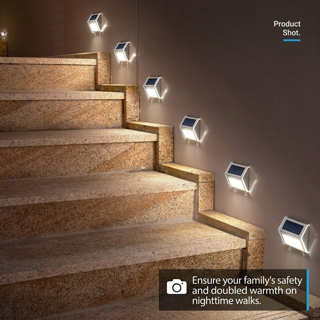 Solar Powered Step Lights for Outdoor Stairs, Stainless Steel & ABS Waterproof LED Step Light with Auto On/Off, Warm White or Cool White Options for Garden, Patio, Walkway, and Fence Night Illumination (6PCS, 3000K Warm White)