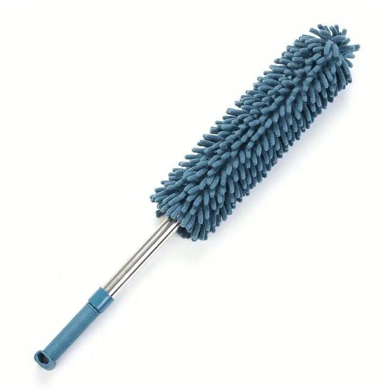 ✨ Extendable Electrostatic Duster | Stainless Steel Pole + Microfiber Cloth | Traps Dust & Pet Hair Without Spreading, Reaches High Corners for Effortless Home Cleaning!/purplish blue