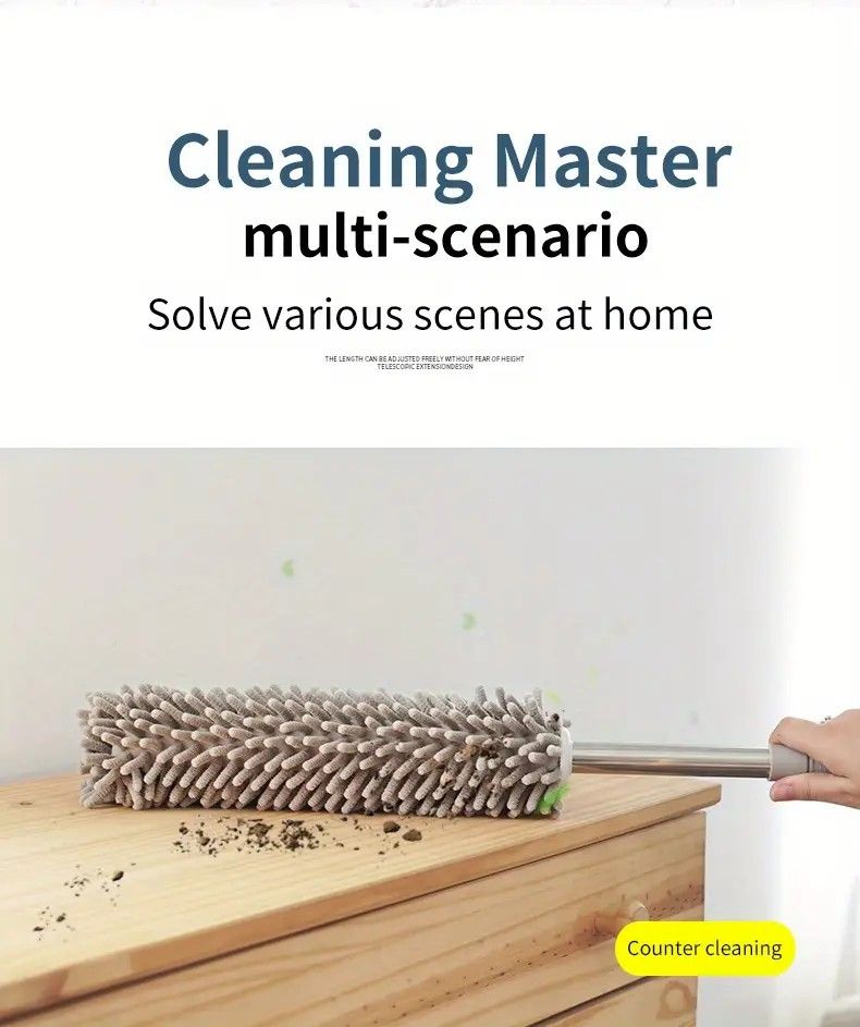 ✨ Extendable Electrostatic Duster | Stainless Steel Pole + Microfiber Cloth | Traps Dust & Pet Hair Without Spreading, Reaches High Corners for Effortless Home Cleaning!/pale green