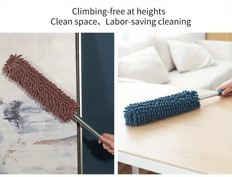 ✨ Extendable Electrostatic Duster | Stainless Steel Pole + Microfiber Cloth | Traps Dust & Pet Hair Without Spreading, Reaches High Corners for Effortless Home Cleaning!/pale green
