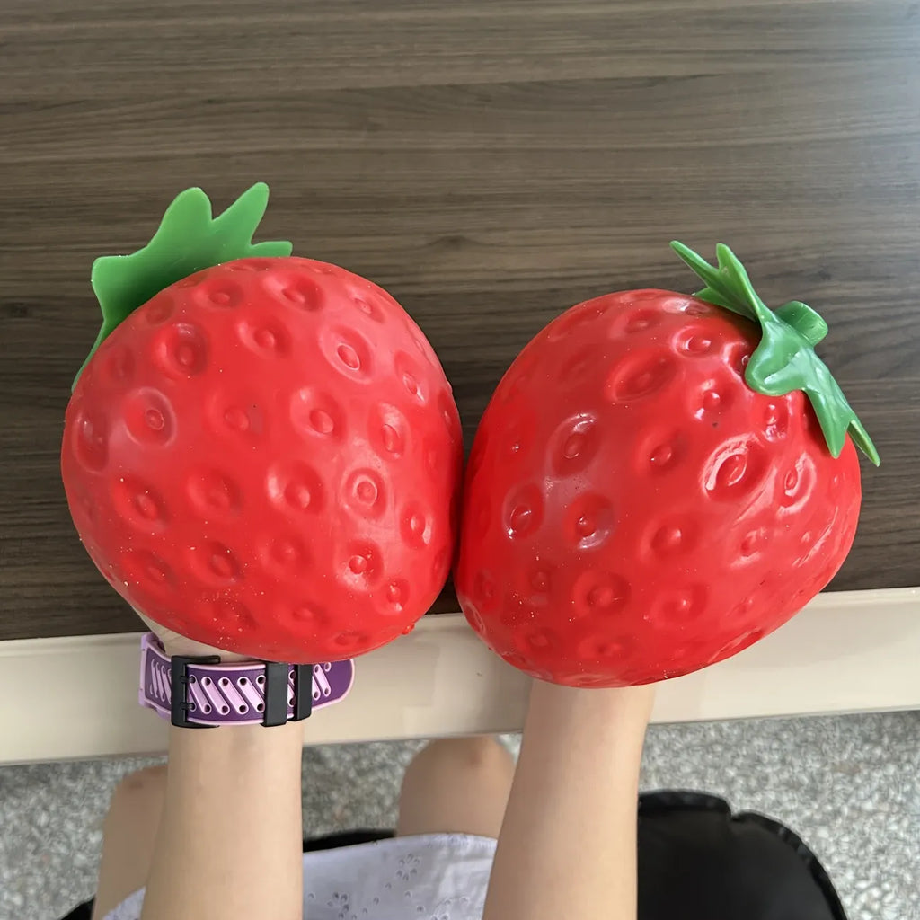 Giant Strawberry Squishy Slow-Rise Fidget Toy, 16cm Large TPR Soft & Q-Elastic, Office & Student Stress Relief, Cute Healing Desktop Decor Gift