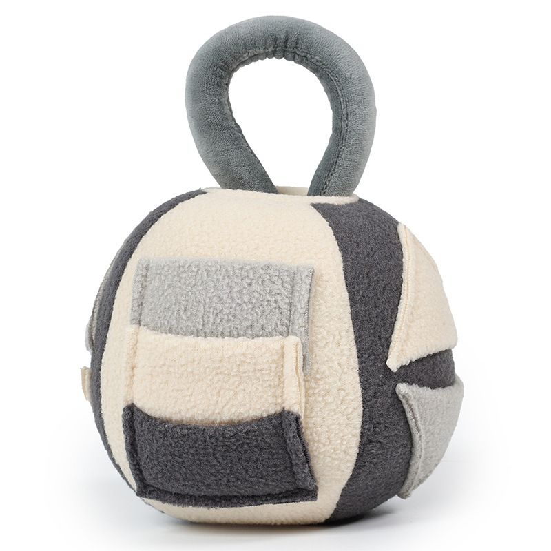 Fleece Dog Treat-Dispensing Toy Ball, Puzzle Crinkle & Teeth-Cleaning, Hidden Snack Pockets, Separation Anxiety Relief, Tug & Chew Interactive Pet Training Gift/Deep Apricot