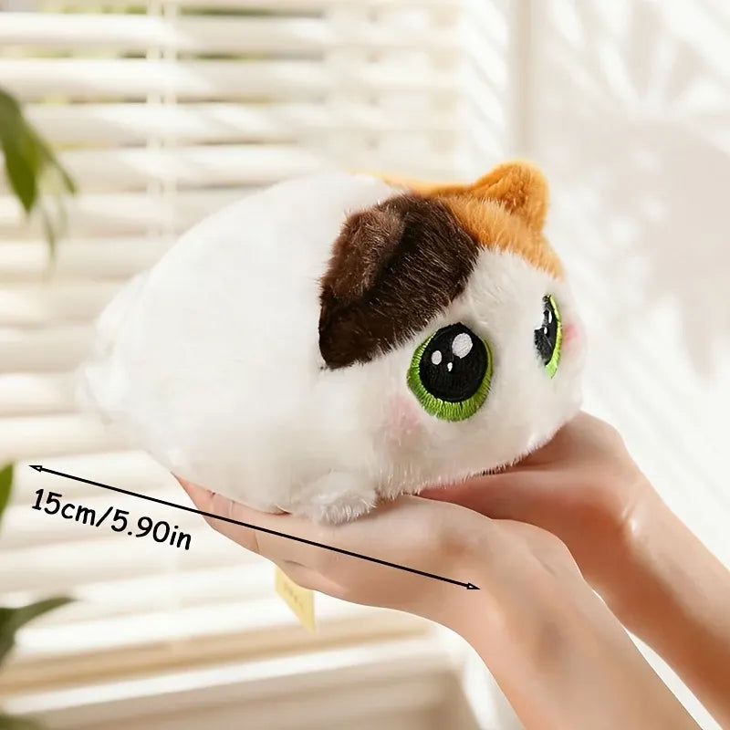 ✨ Kawaii Big-Eyed Cat Plushie | 15cm Palm-Sized Soft Stuffed Toy | Calico & Siamese Multi-Color Styles, Adorable Desk Pet & Cuddly Companion!/BLACK