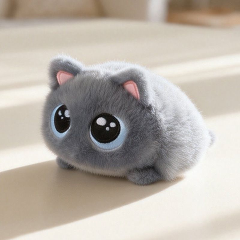 ✨ Kawaii Big-Eyed Cat Plushie | 15cm Palm-Sized Soft Stuffed Toy | Calico & Siamese Multi-Color Styles, Adorable Desk Pet & Cuddly Companion!/Blue cat