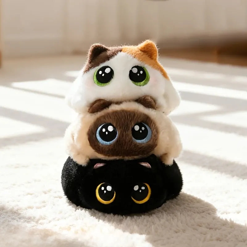 ✨ Kawaii Big-Eyed Cat Plushie | 15cm Palm-Sized Soft Stuffed Toy | Calico & Siamese Multi-Color Styles, Adorable Desk Pet & Cuddly Companion!/Blue cat