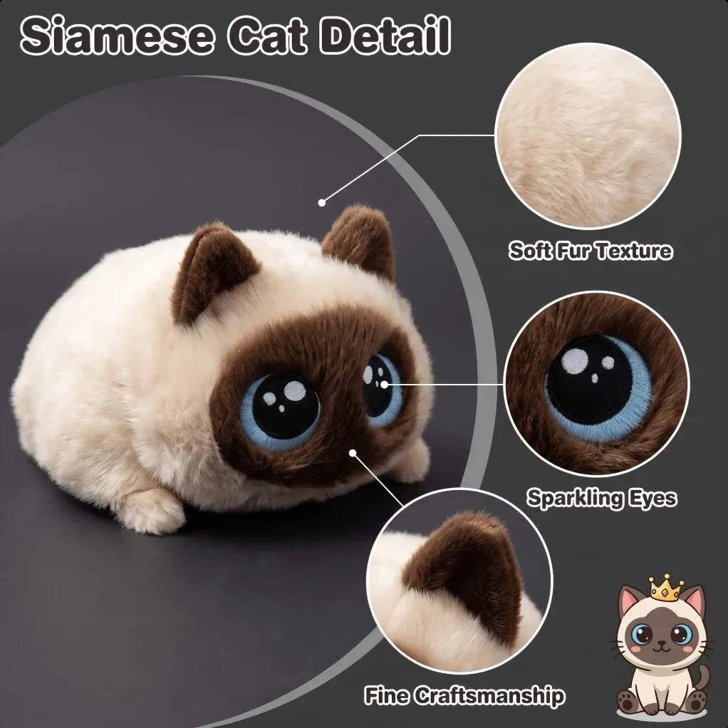 ✨ Kawaii Big-Eyed Cat Plushie | 15cm Palm-Sized Soft Stuffed Toy | Calico & Siamese Multi-Color Styles, Adorable Desk Pet & Cuddly Companion!/Blue cat