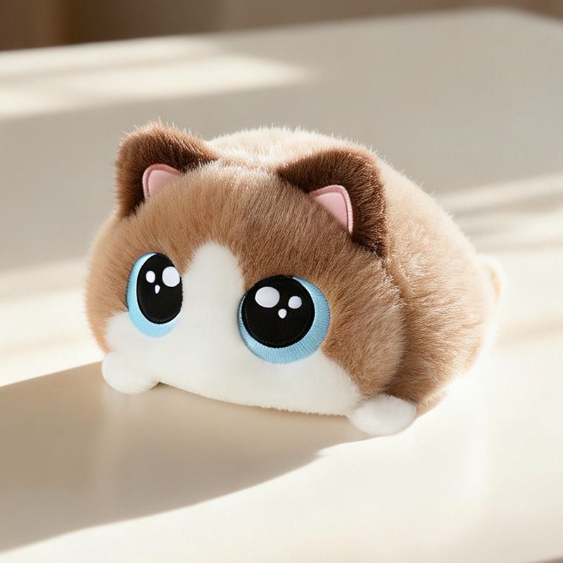 ✨ Kawaii Big-Eyed Cat Plushie | 15cm Palm-Sized Soft Stuffed Toy | Calico & Siamese Multi-Color Styles, Adorable Desk Pet & Cuddly Companion!/Ragdoll