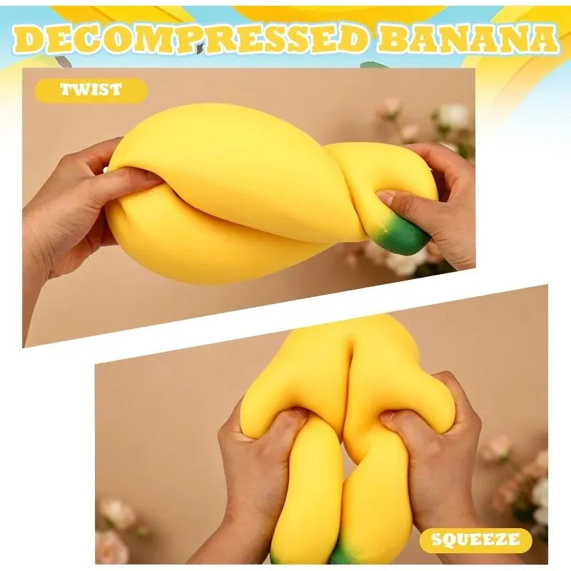 Giant Banana Squishy Fidget Toy, 47cm Oversized TPR Soft & Durable, Washable High-Rebound Stress Relief for Office & Students, Fun Creative Birthday Gift