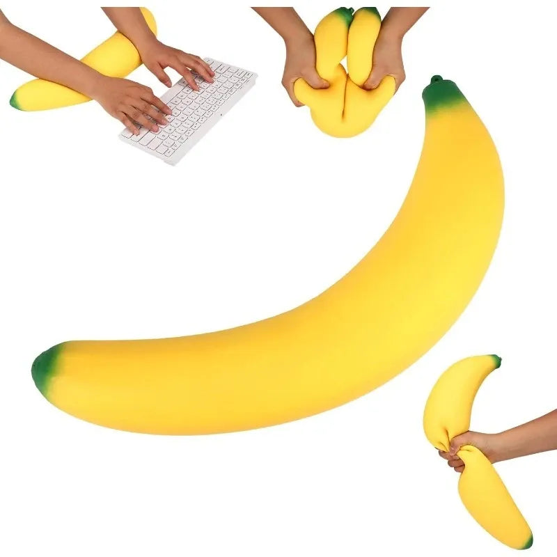 Giant Banana Squishy Fidget Toy, 47cm Oversized TPR Soft & Durable, Washable High-Rebound Stress Relief for Office & Students, Fun Creative Birthday Gift