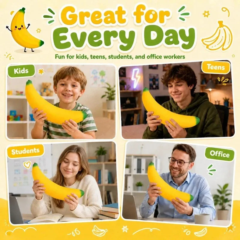 Giant Banana Squishy Fidget Toy, 47cm Oversized TPR Soft & Durable, Washable High-Rebound Stress Relief for Office & Students, Fun Creative Birthday Gift