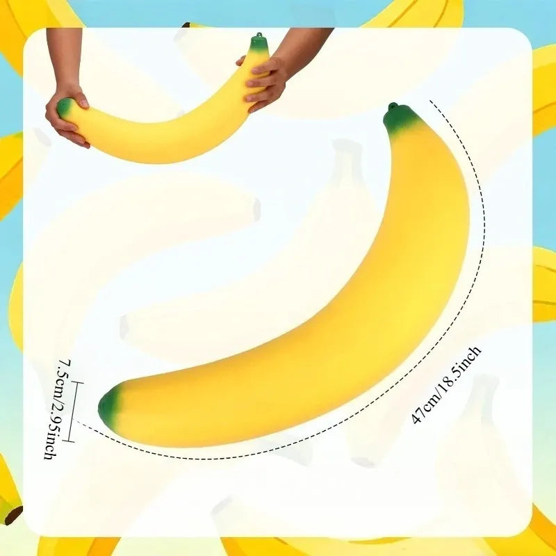 Giant Banana Squishy Fidget Toy, 47cm Oversized TPR Soft & Durable, Washable High-Rebound Stress Relief for Office & Students, Fun Creative Birthday Gift