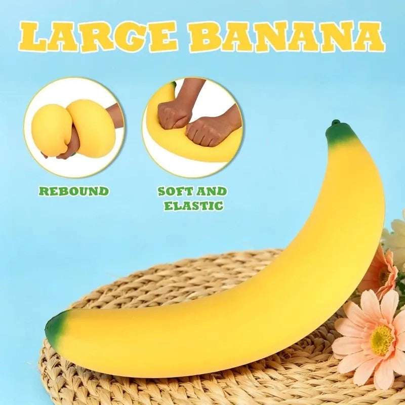 Giant Banana Squishy Fidget Toy, 47cm Oversized TPR Soft & Durable, Washable High-Rebound Stress Relief for Office & Students, Fun Creative Birthday Gift