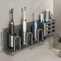✨ 2nd Gen Space Aluminium Toothbrush Holder | Drill-Free PLUS Upgrade | Large Capacity, Bottom Drainage, Strong Adhesive for a Clutter-Free Bathroom!/Three people have no cup money.
