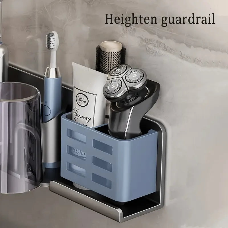 ✨ 2nd Gen Space Aluminium Toothbrush Holder | Drill-Free PLUS Upgrade | Large Capacity, Bottom Drainage, Strong Adhesive for a Clutter-Free Bathroom!/Three people have no cup money.