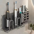 ✨ 2nd Gen Space Aluminium Toothbrush Holder | Drill-Free PLUS Upgrade | Large Capacity, Bottom Drainage, Strong Adhesive for a Clutter-Free Bathroom!/There is no cup for two people (nail-free installation)