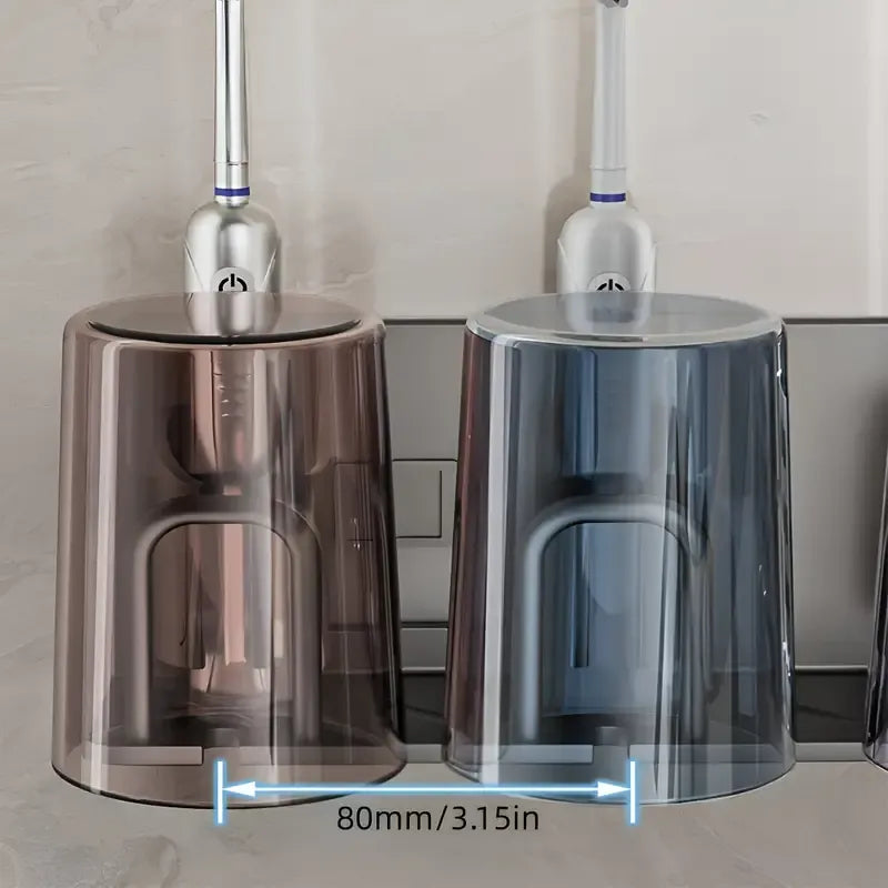 ✨ 2nd Gen Space Aluminium Toothbrush Holder | Drill-Free PLUS Upgrade | Large Capacity, Bottom Drainage, Strong Adhesive for a Clutter-Free Bathroom!/Four people have no cup money.