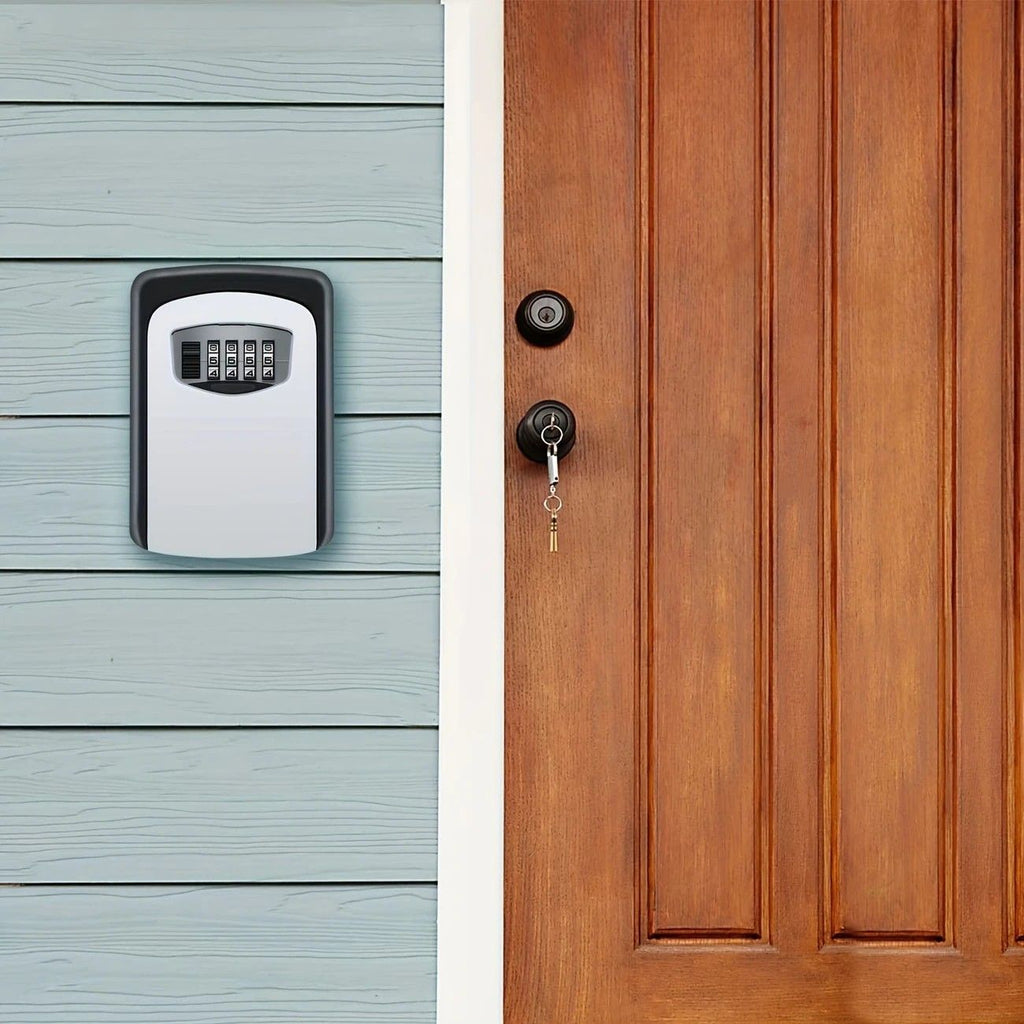 ✨ Outdoor Key Lock Box | 4-Digit Combo + Wall Mount | Heavy-Duty & Hidden, Keyless Entry for Airbnb, Home & Office Security!/black