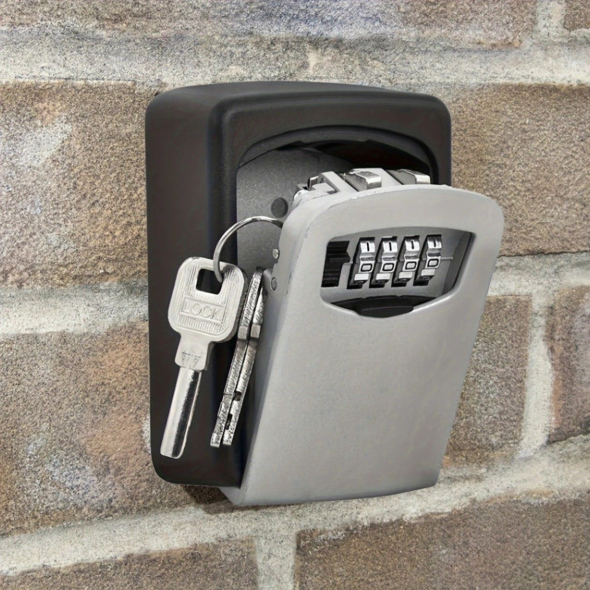✨ Outdoor Key Lock Box | 4-Digit Combo + Wall Mount | Heavy-Duty & Hidden, Keyless Entry for Airbnb, Home & Office Security!/black