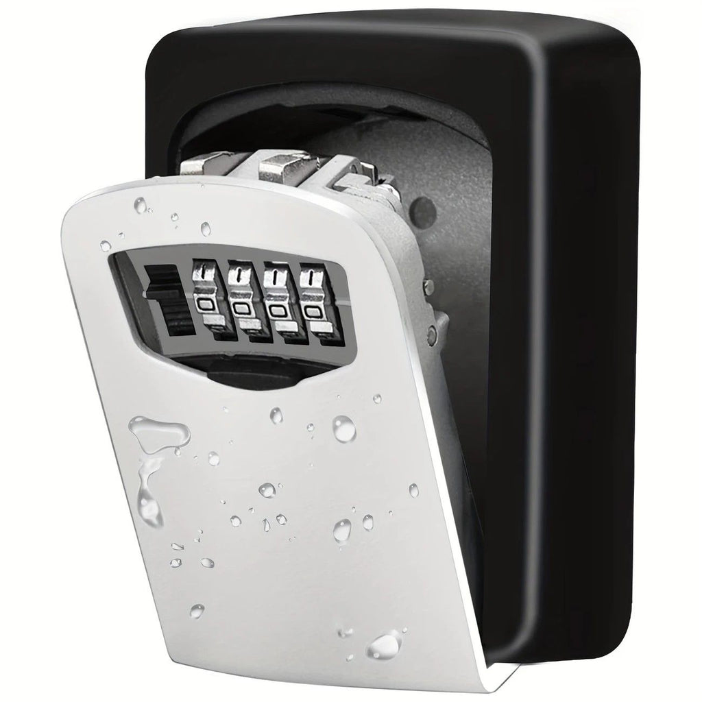 ✨ Outdoor Key Lock Box | 4-Digit Combo + Wall Mount | Heavy-Duty & Hidden, Keyless Entry for Airbnb, Home & Office Security!/black
