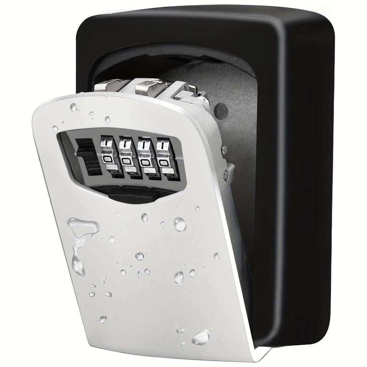 ✨ Outdoor Key Lock Box | 4-Digit Combo + Wall Mount | Heavy-Duty & Hidden, Keyless Entry for Airbnb, Home & Office Security!/black