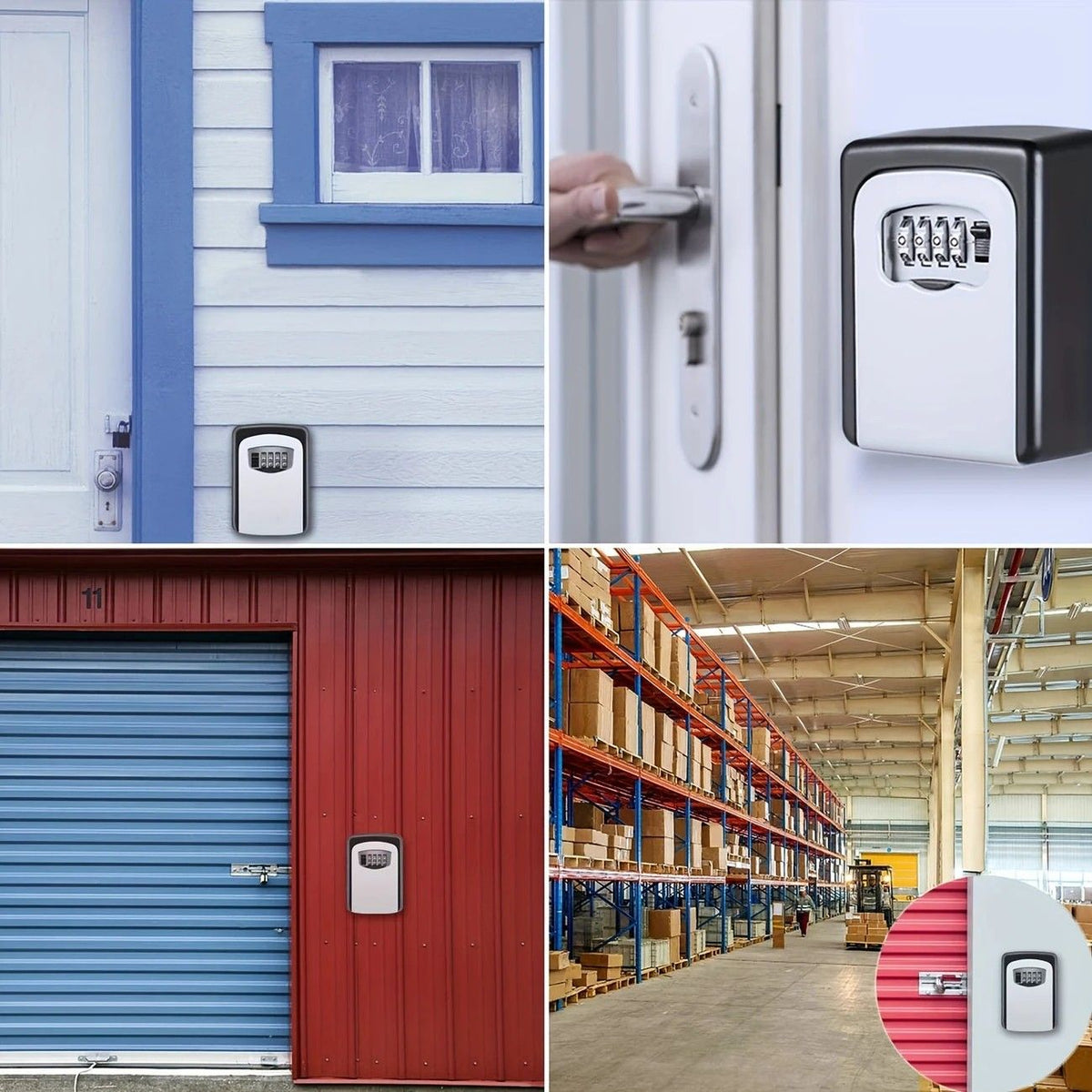 ✨ Outdoor Key Lock Box | 4-Digit Combo + Wall Mount | Heavy-Duty & Hidden, Keyless Entry for Airbnb, Home & Office Security!/GREY